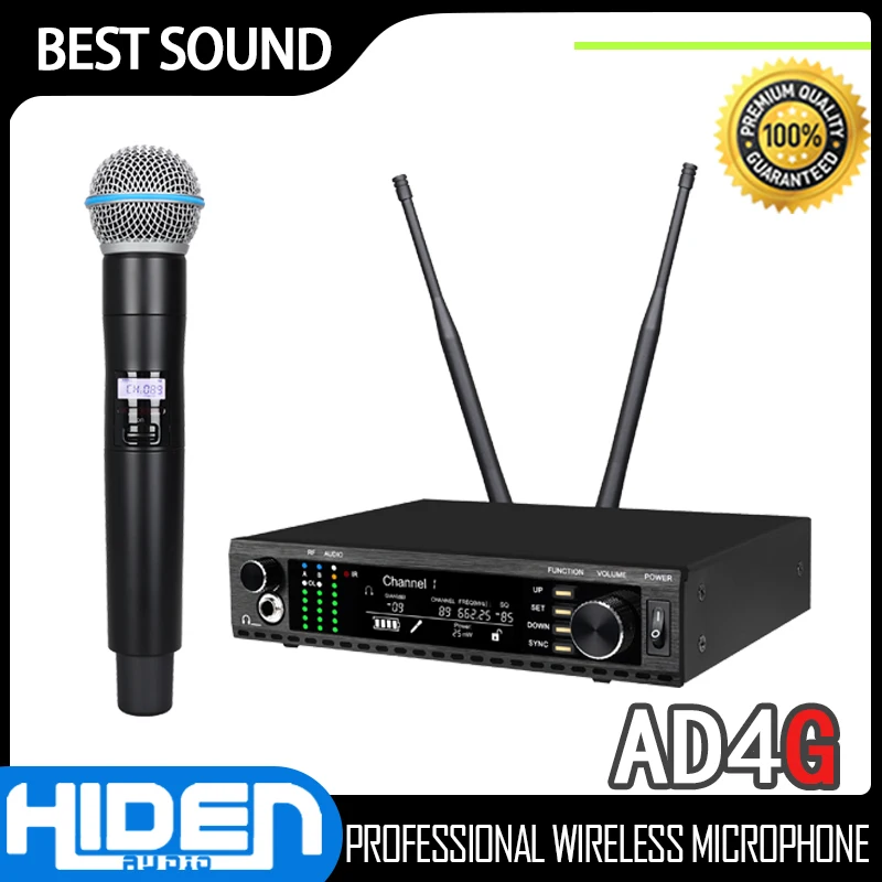 AD4G Mic With Monitor Microfone Sem Professional Single channel UHF Wireless Microphone System karaoke Home Party Performances