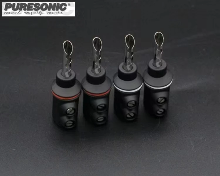 Puresonic 6202 RO-BLK Swiss high elasticity low resistance beryllium copper alloy speaker wire rhodium plated banana plug