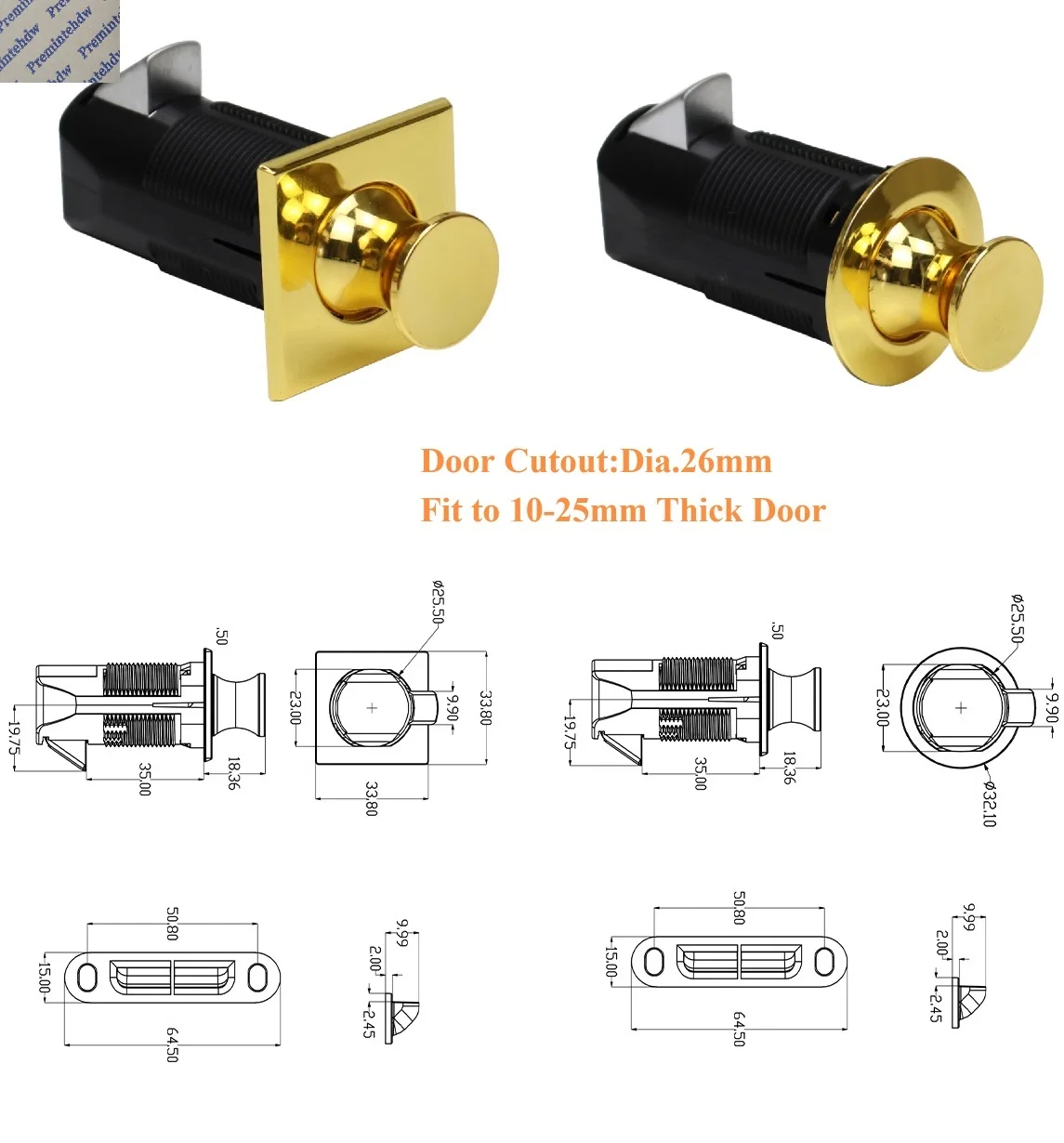1Piece Round Square Push Button Latch Lock RV Camper Boat Yacht Drawer Cabinet Door door latch cabinet latch