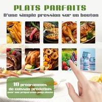 Friteuse à air chaud sans huile à double panier de 9 L avec fenêtre, friteuse électrique à air chaud avec minuterie, friteuse numérique de taille familiale pour usage domestique, 10 programmes automatiques avec écran tactile LED, 2 compartiments indépendants de 4,5 L, taille four familial 6