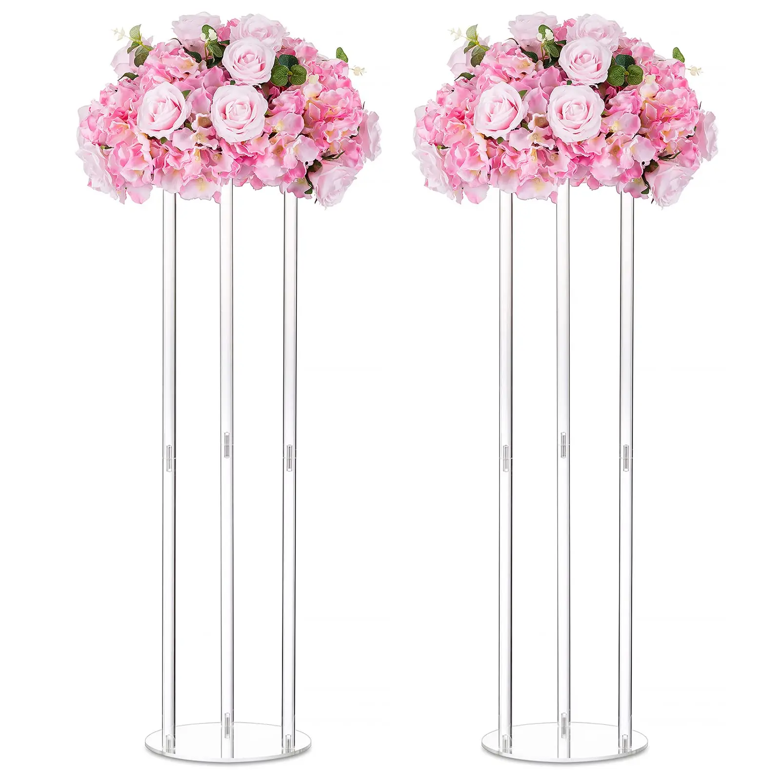 

Clear Acrylic Flower Vase for Wedding Decoration, Table Centerpiece, Vintage Floral Stand, Columns for Marriage, 60cm