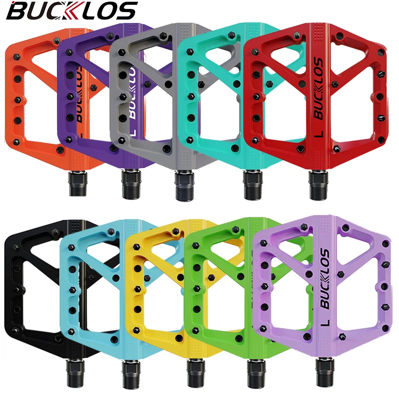 BUCKLOS Bicycle Pedal Ultralight Nylon Bike Flat Pedal Widen Flatform Road Mountain Bike Pedals Non-slip MTB Pedals