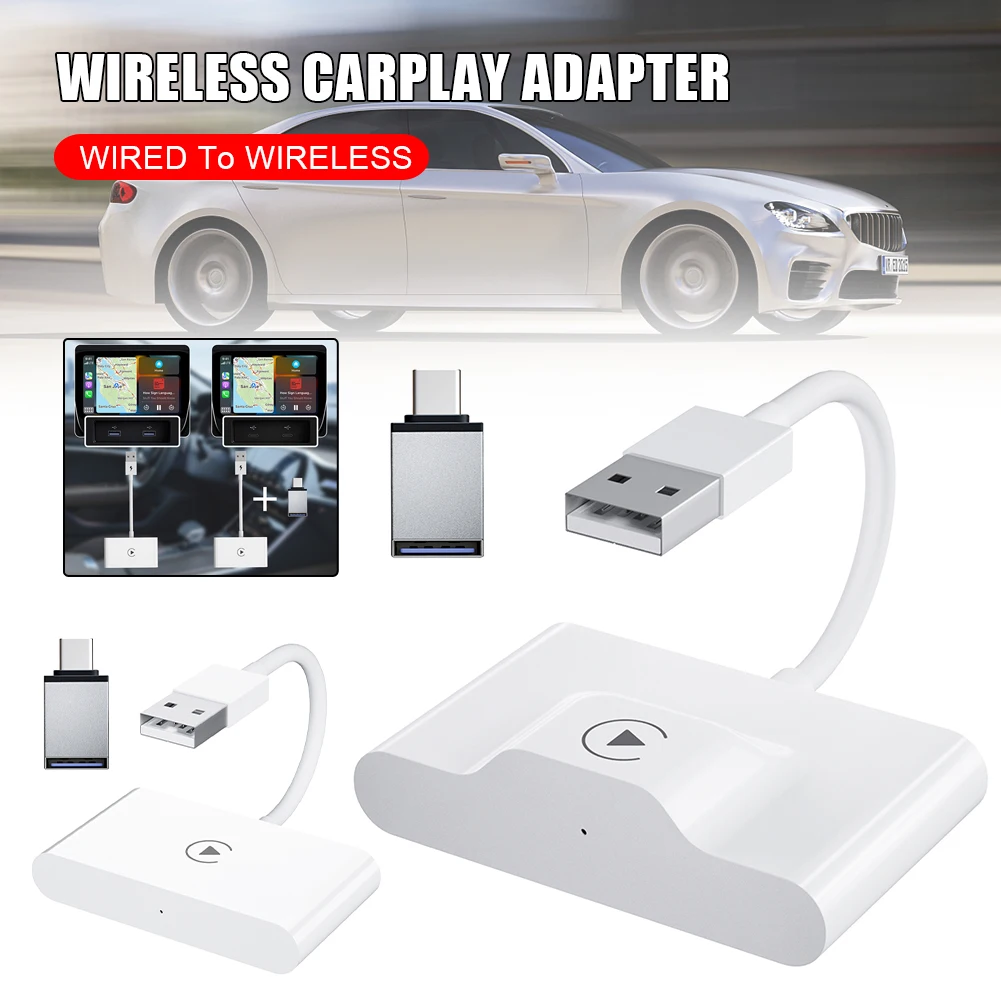 Adattatore Wireless Carplay Plug And Play Cablato A Dongle Wireless Per Iphone Apple Carplay 2.4G E 5G Wifi Accoppiamento Automatico Aggiornamento Ota