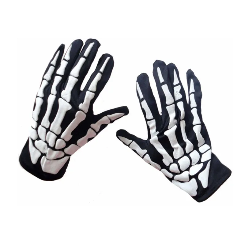 Unisex Short Skeleton Gloves Halloween Ghost Claw Printed Party Costume