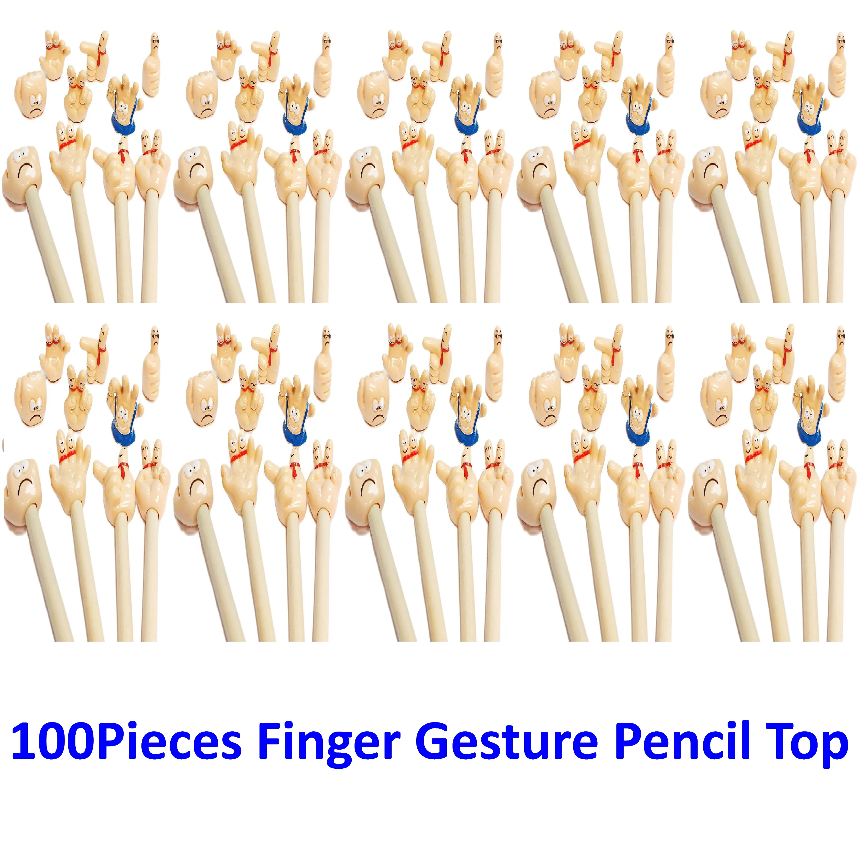 

100Pc/Lot Finger Gesture Pencil Top Topper DIY School Student Children Prizes Gifts Promotion Birthday Party Favor Pinata Filler