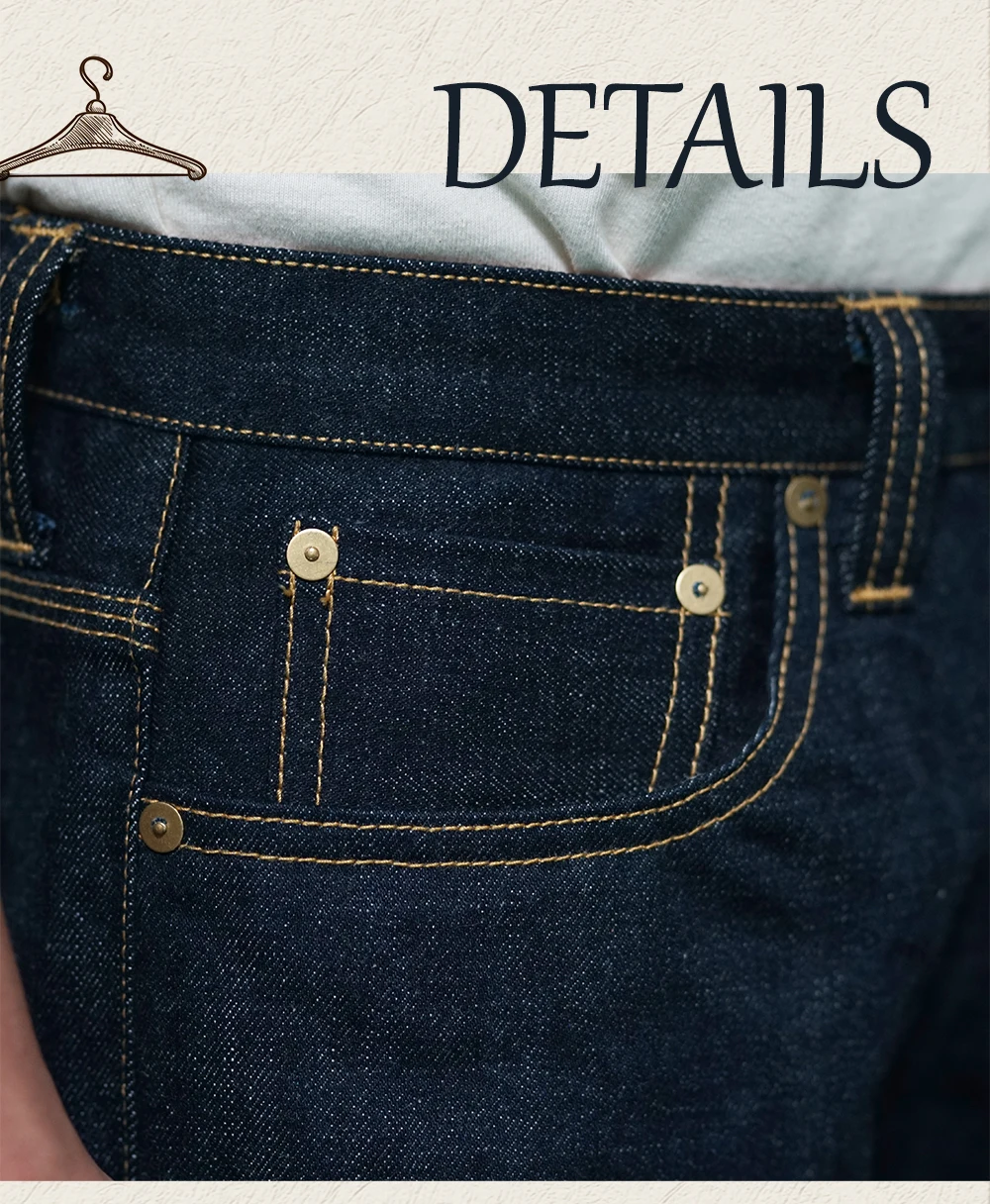 Men’s Vintage Jeans High Waist Loose Straight 17OZ Wide Leg Selvedged Denim Amekaji Cowboy Motorcycle Pants for Male 6