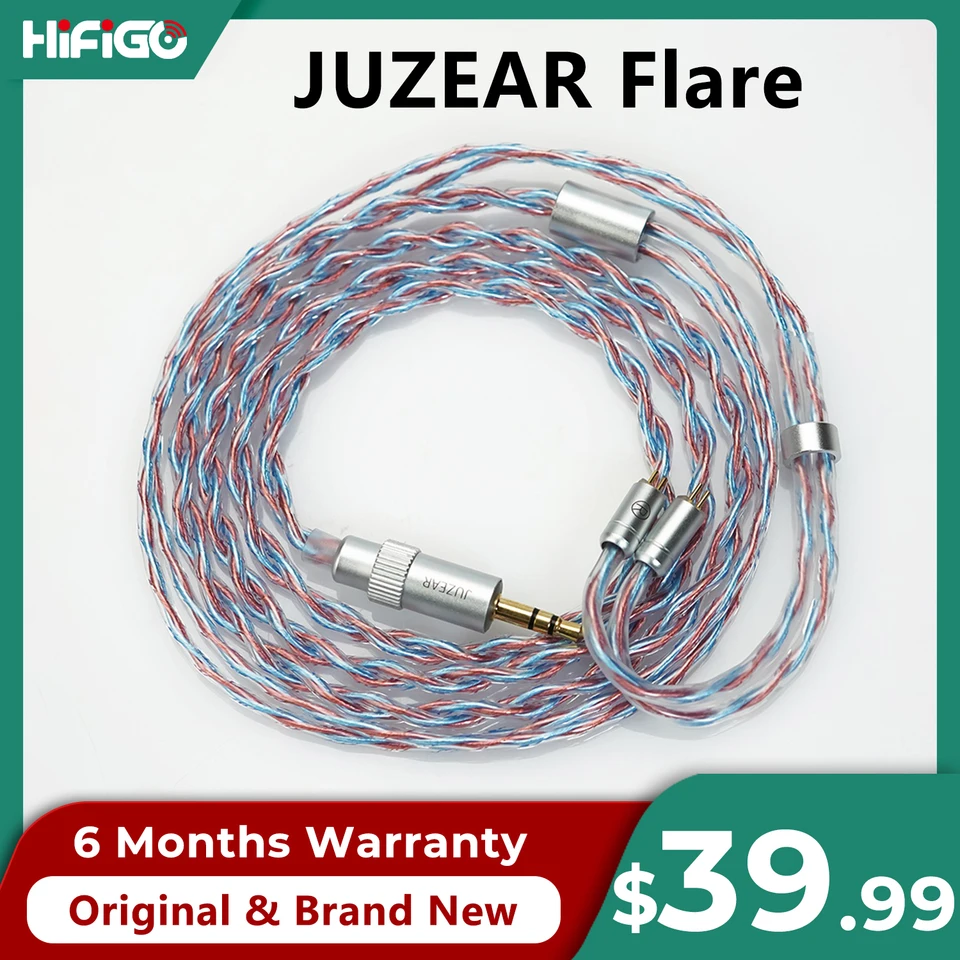 JUZEAR Flare Earphone Upgrade Cable 6N SPOCC+SCCW Hybrid Defiant