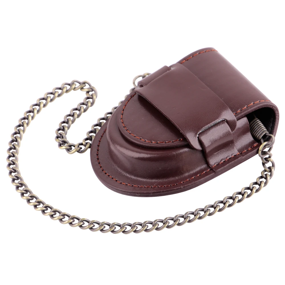 

Coin Purse Pouch Bag With Chain Fashion Male Back Brown Cover Vintage Classic Pocket Watch Box Holder Storage Case