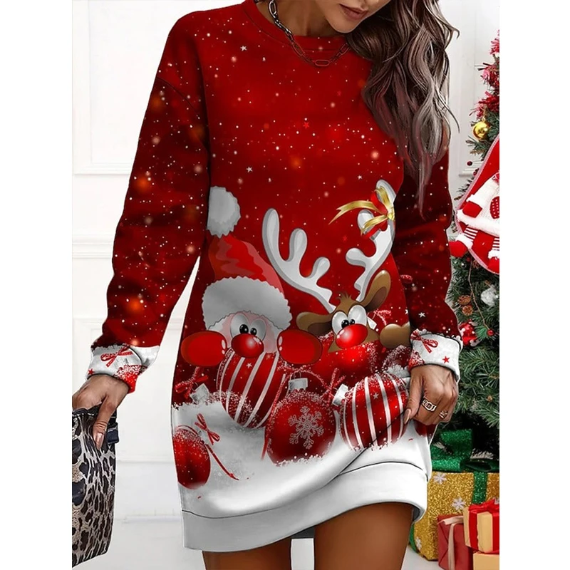 

Winter Christmas Reindeer Check Midi Dress