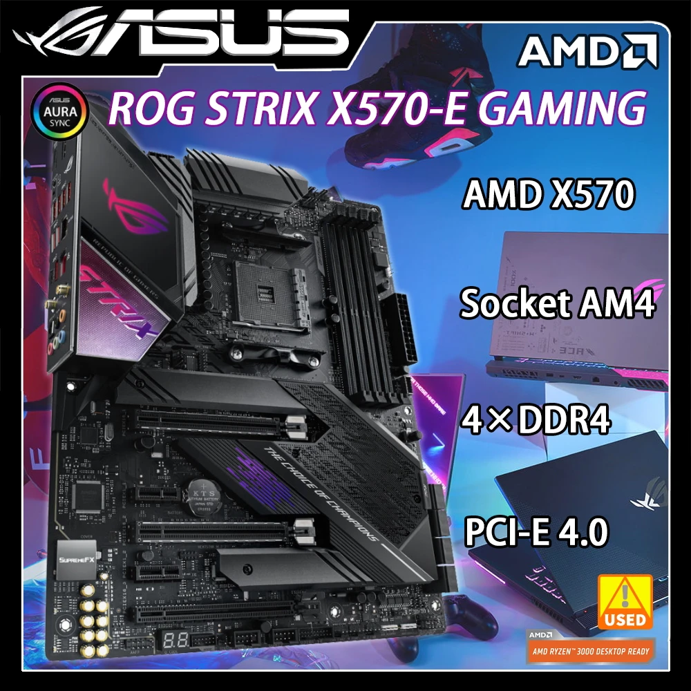 Asus Rog Strix X570-E Presa Da Gioco Am4 Amd X570 Scheda Madre Ddr4 128Gb M.2 Pci-E 4.0 R9 R7 R5 R3 Cpu Hdmi Display Port Usb3.2