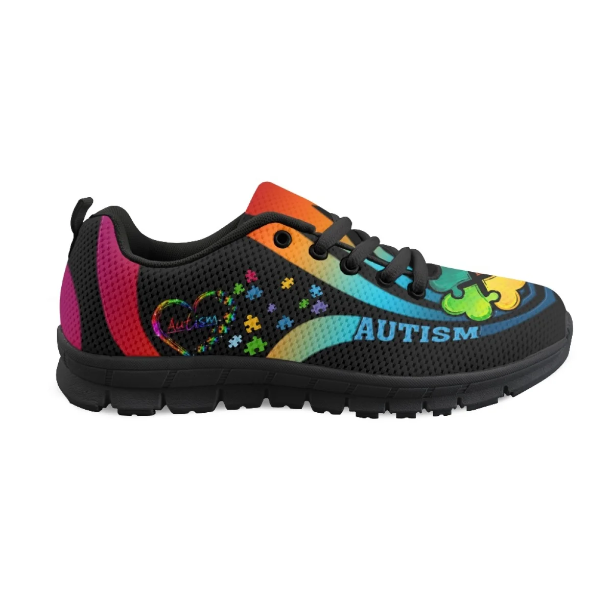 INSTANTARTS 2023 Trend Sneakers Autism Cancer Awareness Love Heart Design Women Breathable Flat Shoes Outdoor Comfort Sport Shoe