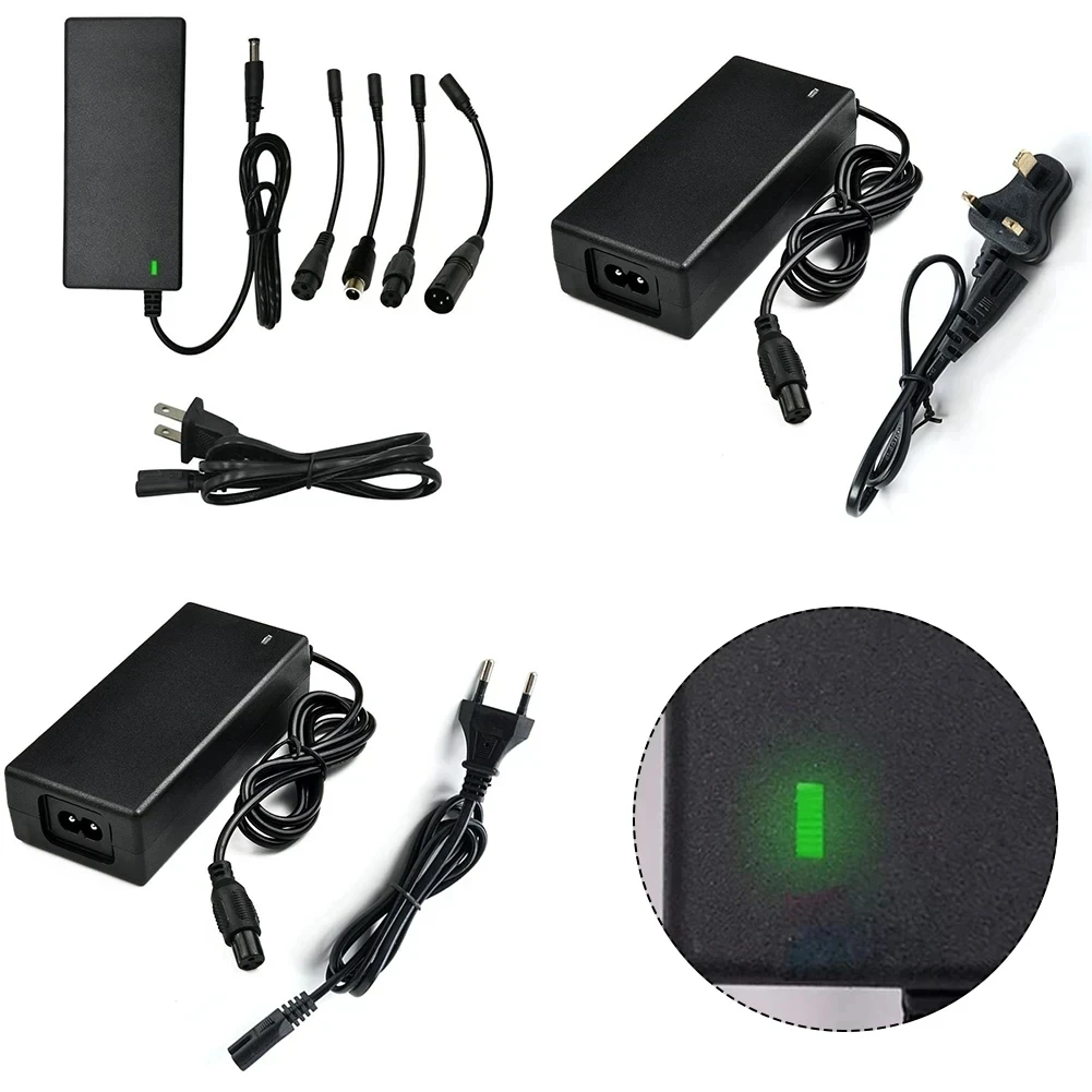 Electric Scooter Power Adapter AC 100-240V DC 42V 2A Black US/EU/UK Plugs For 24-36V Lithium Batteries