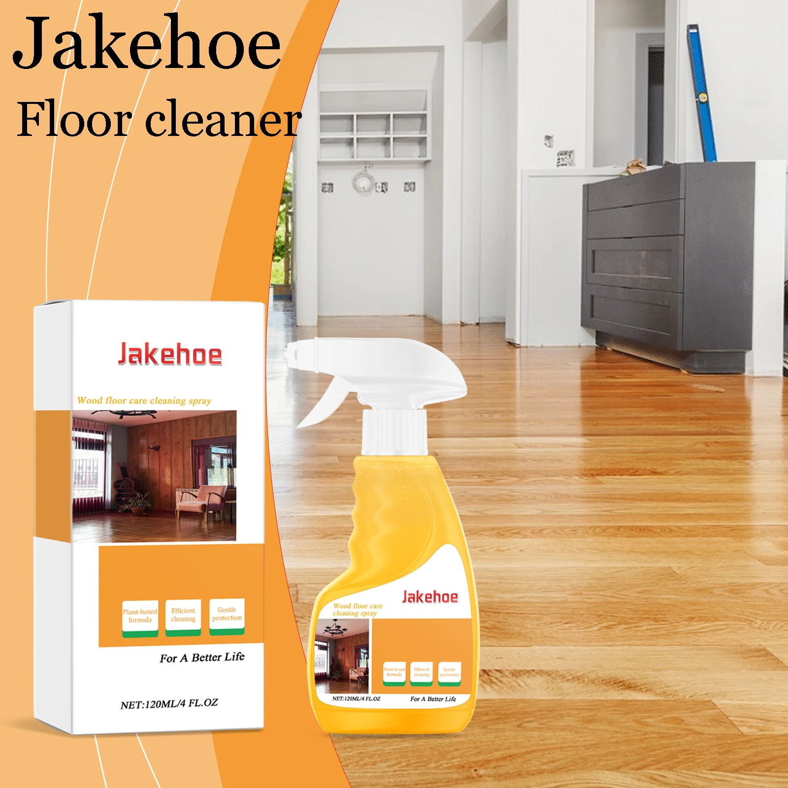 Jakehoe Beeswax Floor Cleaner Spray Cleaning Dirts Lasting Protect Restoring Original Color Enhance Gloss Wood Floor Care Spray