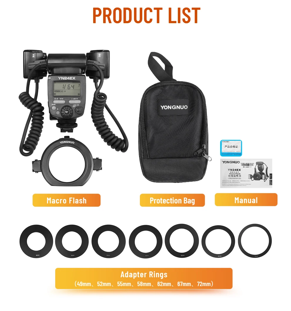 YN-14EX YN14EX II YN24EX Flash LED TTL Macro Ring Lite Flash Speedlite Light  5D