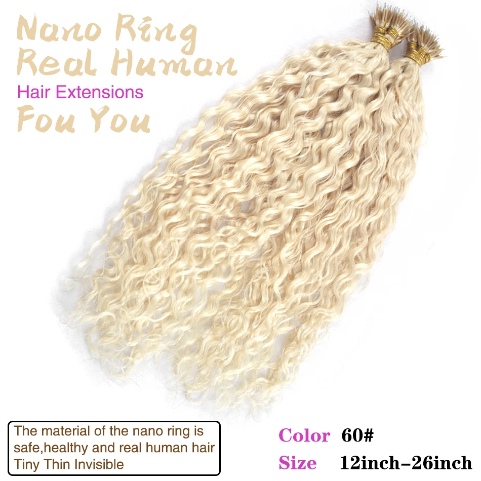Water Wave Nano Ring Hair Extensions Human Hair Micro Bead Extensions Micro Loop Human Ring Extension