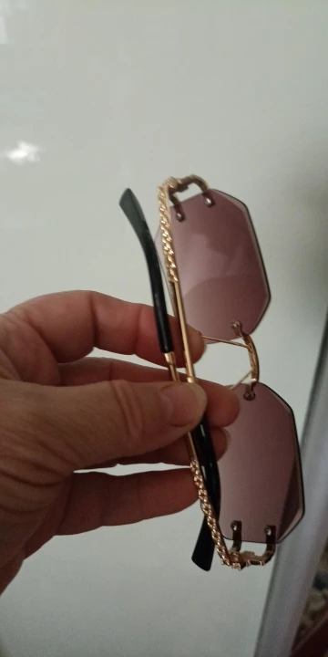 Hip Hop Rimless Geometric Clear Lens Sunglasses photo review