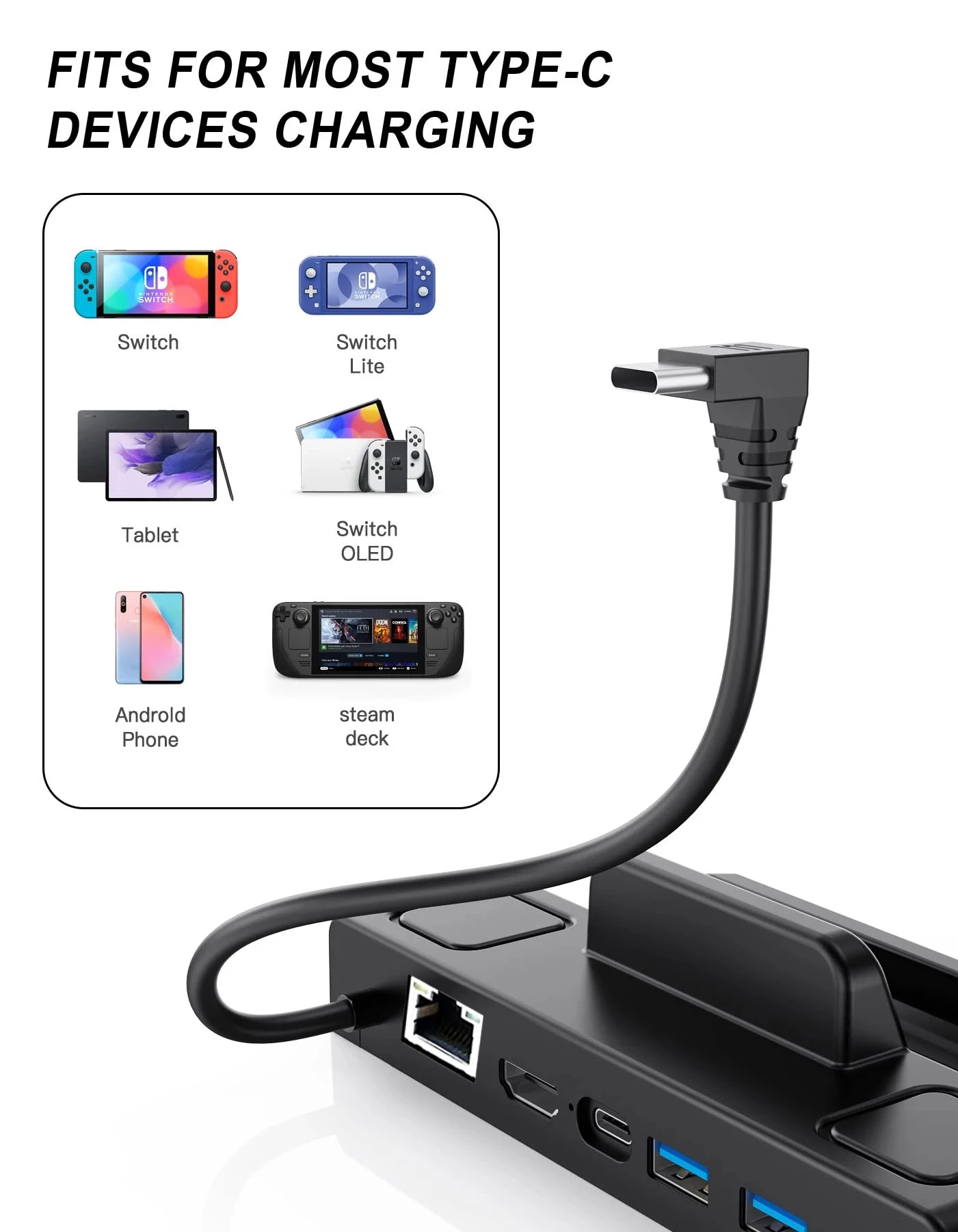 Steam Deck Docking Station TV Base Stand 6 in 1 Hub Holder Dock