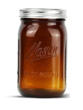 Amber Glass Mason Jars 32 oz Wide Mouth with Airtight Lids , Amber Clear Glass Canning Mason Jars, Quart Mason Jars 