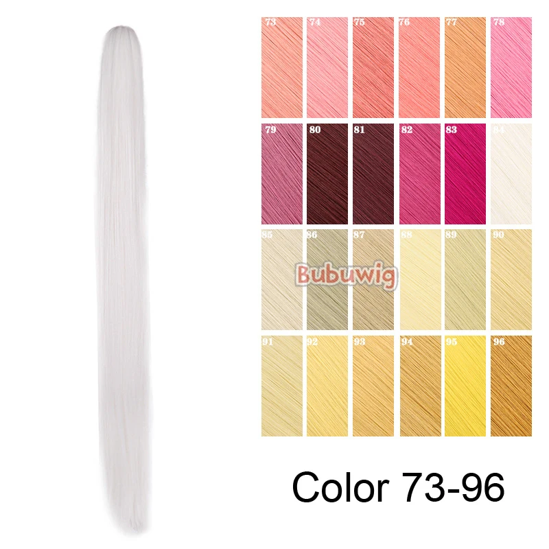Bubuwig 합성 머리 30cm 60cm 90cm 싱글 포니테일 코스프레 가발 100 색상 퓨어 컬러 패션 애니메이션 포니테일 내열성