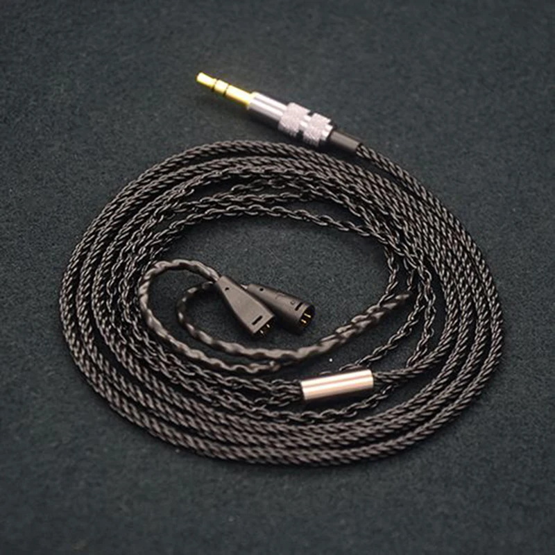 Headphone upgrade cable with microphone volume adjustment silver