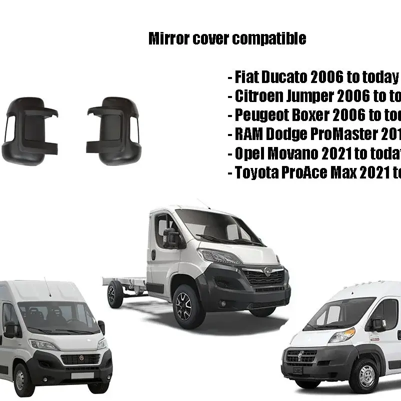 PROMOLINK Spiegelkappe Rechts Für Peugeot Boxer - Schwarz ABS Für Kurzen Spiegelarm