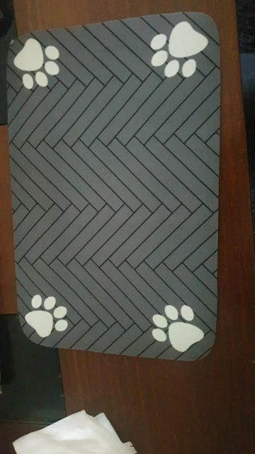 S (pequeño gatito), M, L estera absorbente para alimentación de mascotas, mantel individual impermeable para comida para perros y gatos y cuencos de agua, respaldo de goma de secado rápido photo review
