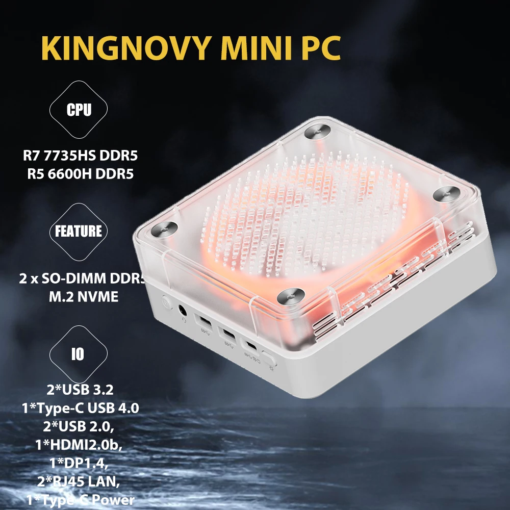 

Super Deal Mini Pc 2023 Ice Soul Series AMD Ryzen 7 7840HS DDR5 RGB Light NVMe 2.5G LAN Gaming Computer 3x4K Type-C USB 4.0