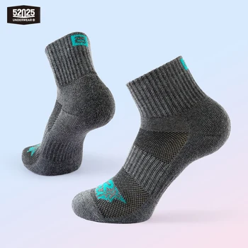 성능 면화 애슬레틱 쿼터 크루 양말 3 켤레, 남성용 짧은 크루 양말 통기성 안티 드롭 남성 양말 발찌, 52025