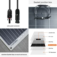 Kit de panneaux solaires flexibles 250W, 2 modules solaires monocristallins 125W 18V avec contrôleur de charge solaire 20A et câbles, système solaire complet IP67 étanche et léger pour camping-car, camping, bateau, charge de batterie 12V 6