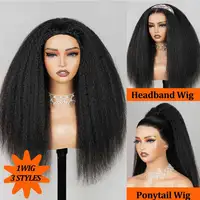 Demi-perruque naturelle 3 en 1, cheveux crépus lisses, densité 250, sans couture, à rabat, pour débutants, sans colle, Wear & Go 4
