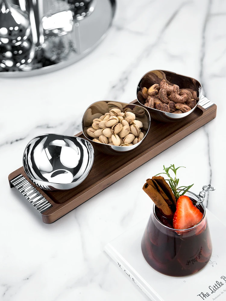 Luxury Stainless Steel 3-Section Snack Bowl Serving Bowl Dessert
