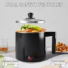Electric Hot Pot:1.5 L Ramen Cooker, Portable Multi-Functional Pot for Pasta, Noodles, Non-Stick Noodle Cooker for Dorm 6