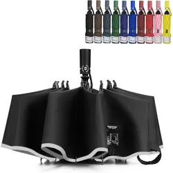 Compact & Windproof Travel Umbrella - Lightweight Commuter & Gift Perfect Accessory - Metal - fiber composite (Black Vinyl)