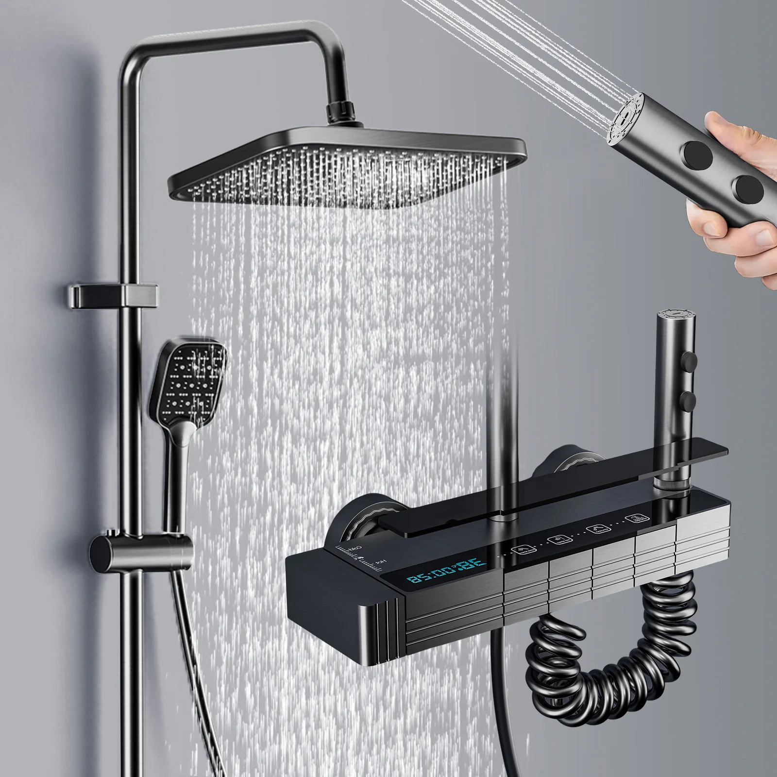 Système de douche séparé pour salle de bain, ensemble de douche pour baignoire, robinet de douche chaud et froid, écran LED, pommeau de douche numérique