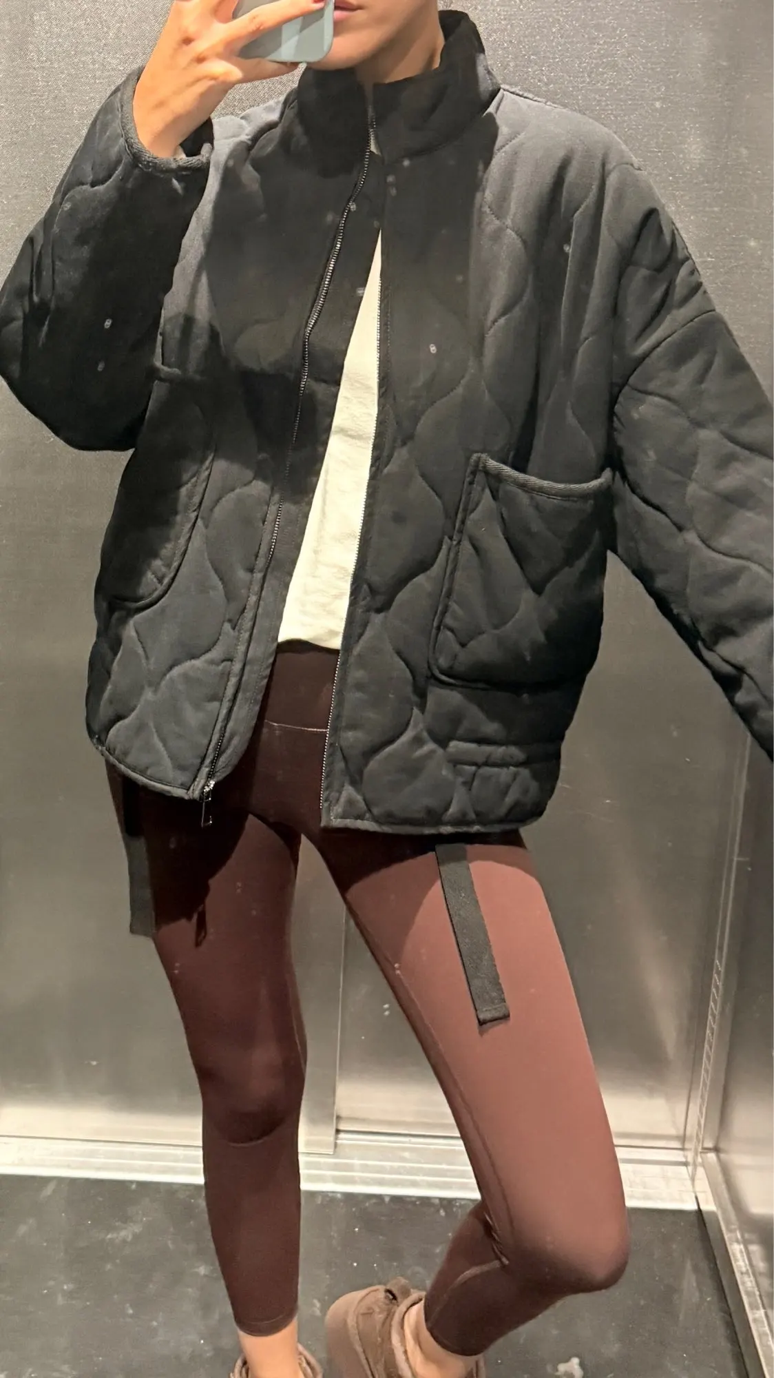 ★ Grey Vintage High-Collar Padded Jacket
