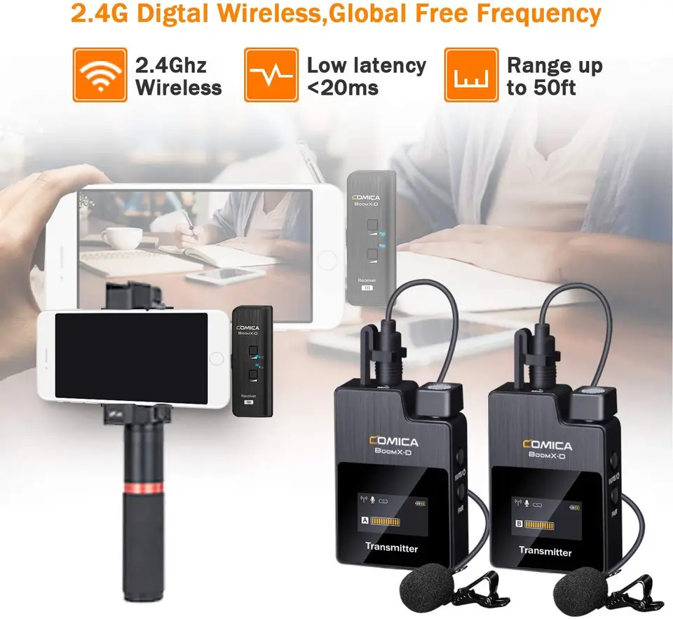 COMICA BoomX-D MI2 2.4GHz ワイヤレスラベリアスマートフォンマイク