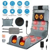 Full Body Vibration Massage Mat with Neck & Foot Massager Full Body Heated Massage Mat Electric Shiatsu Back/Neck/Leg Massager
