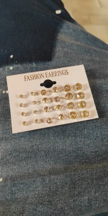 12-Pair White Shiny Earrings Set for Women and Men photo review