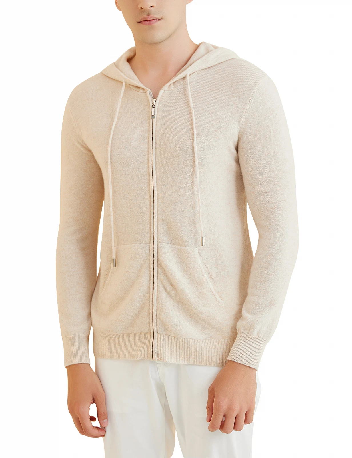 LONGMING Sweater Men's Cardigan Hoodies 100% Merino Wool 2023 Fall Winter Warm Long Sleeve Zip Sweatshirt Sport Hooded Jacket 2