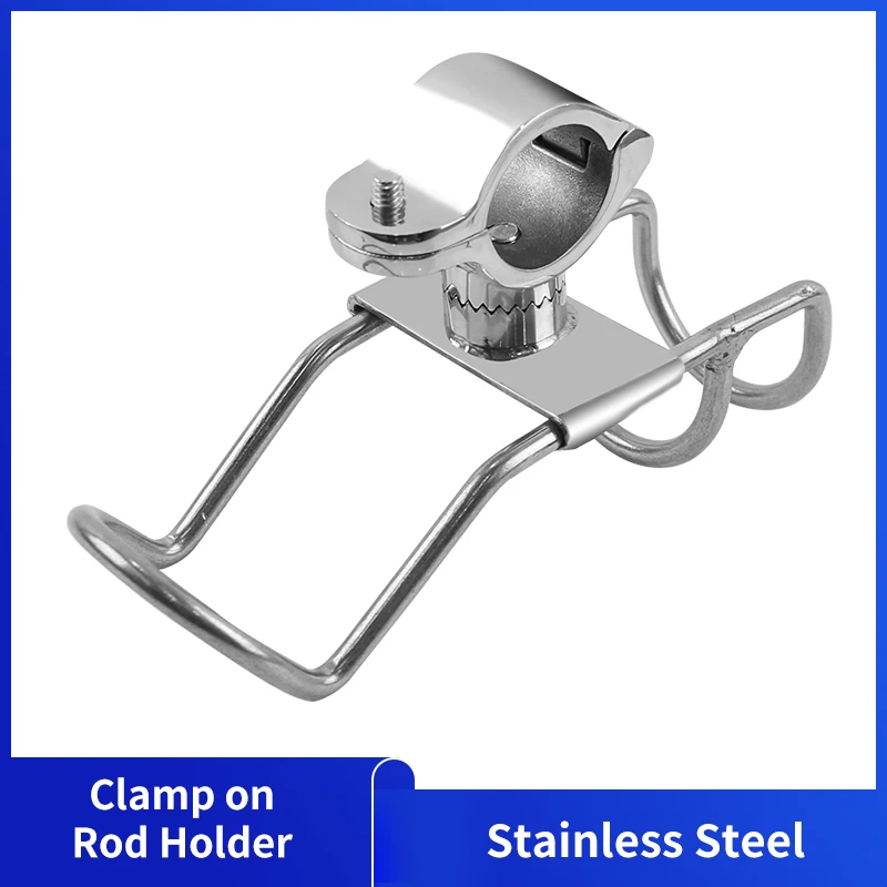 Stainless steel Rail Mounted Clamp on Rod Holder Double Wire for