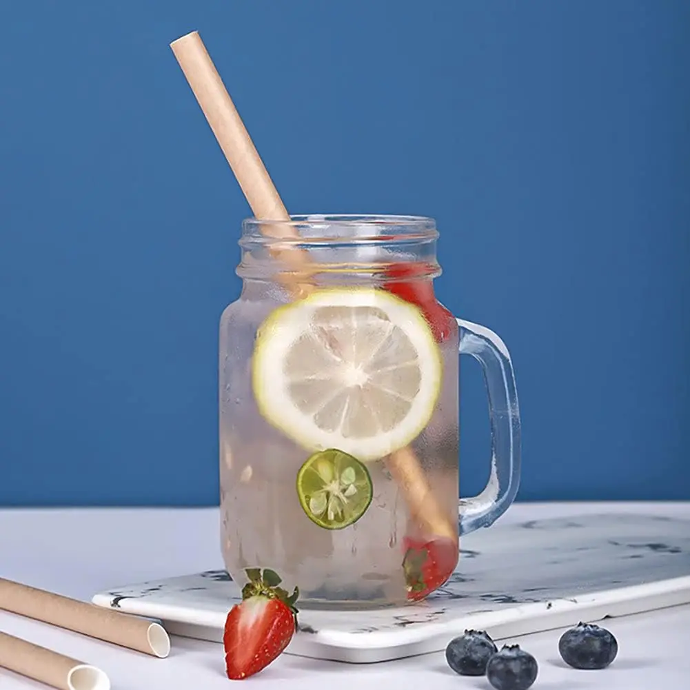 [100pcs] 12mm*230mm Pointed Paper Boba Straws, Individually Wrapped, 4-layer Heavy Duty, Biodegradable Jumbo Smoothie Straws