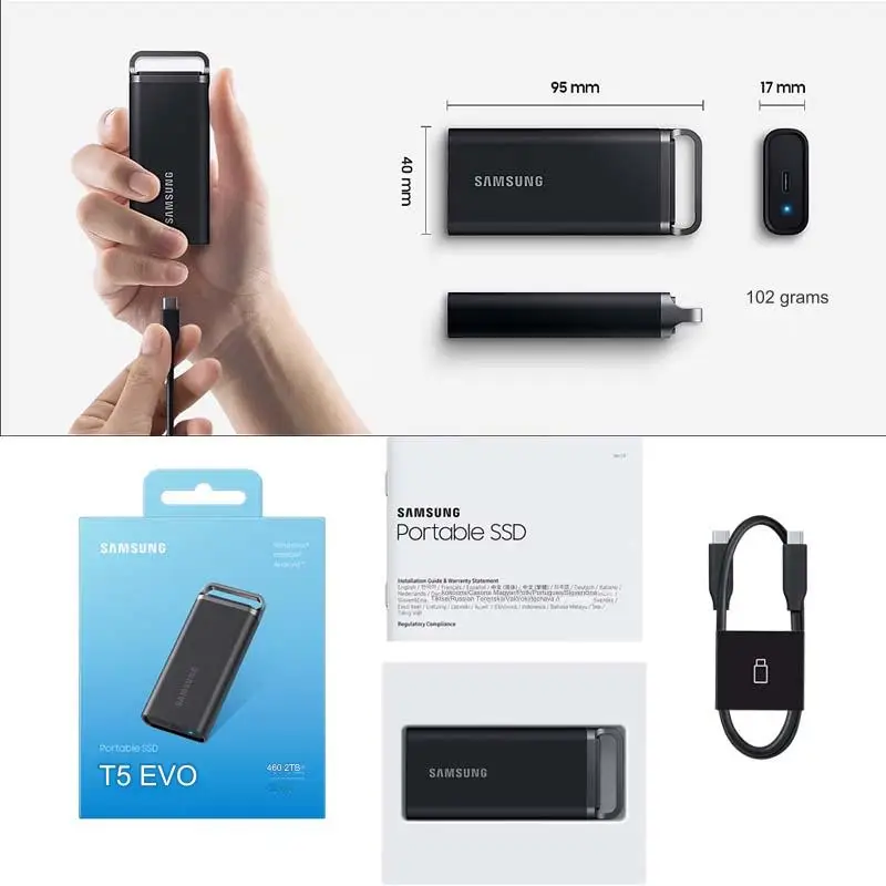 Samsung Portable SSD T5 EVO 4TB 2TB USB 3.2 Gen 2 Reader Portable 8T PSSD External Disk Hard Drive For Laptop Desktop external hard drive