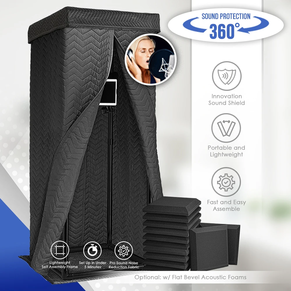 ArrowzoomStudioRecordingVocalIsolationBoothReducesExternalNoiseforRecordingPodcasts