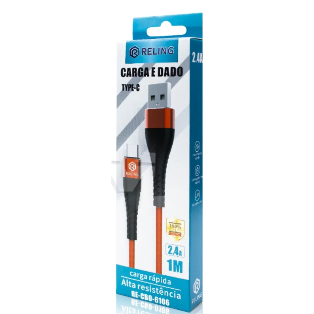 Cabo USB tipo c para download de dados, 2.4a, 1 metro-cbo-6106
