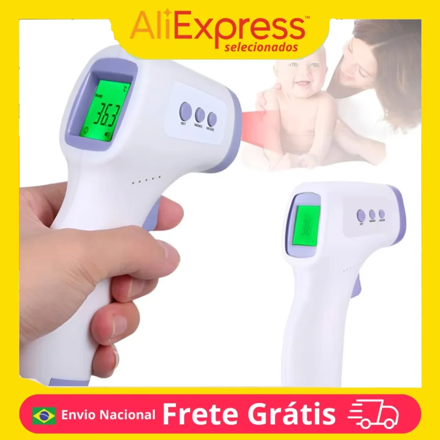 Termometro Digital Laser Infravermelho com Visor LCD Uso Culinário Medicinal Cuidados Pessoais Corpo Xiande Gp-300 - DO BRASIL