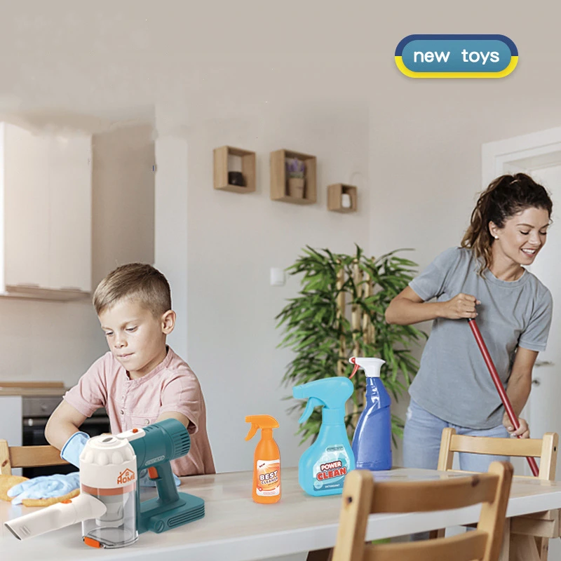 Simulation Electric Vacuum Cleaner Toy Housekeeping Product Spray Bottle Realistic Cleaning Tools Kid Christmas Gift