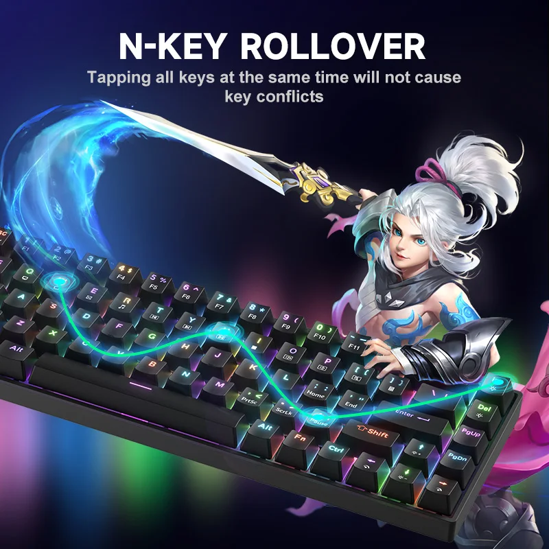 ZIFRIEND TK68 Wired Mechanical Keyboard 68 Keys Hot Swap RGB N-Key