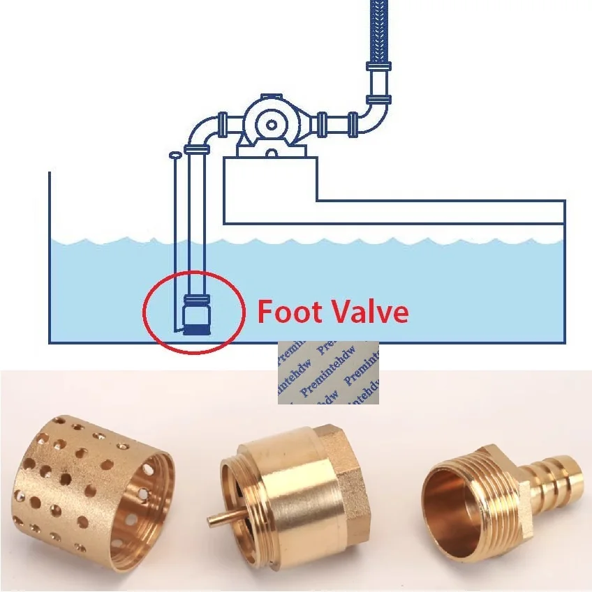 2Pcs Brass Foot Valve With SUS304 Strainer G1/2" G3/4" G1" Female Connection