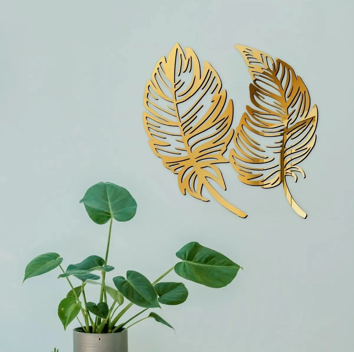 

2pcs Decorative Leaf Set Golden Wall Decor laser Cutting room decor home decorations wall art with color options