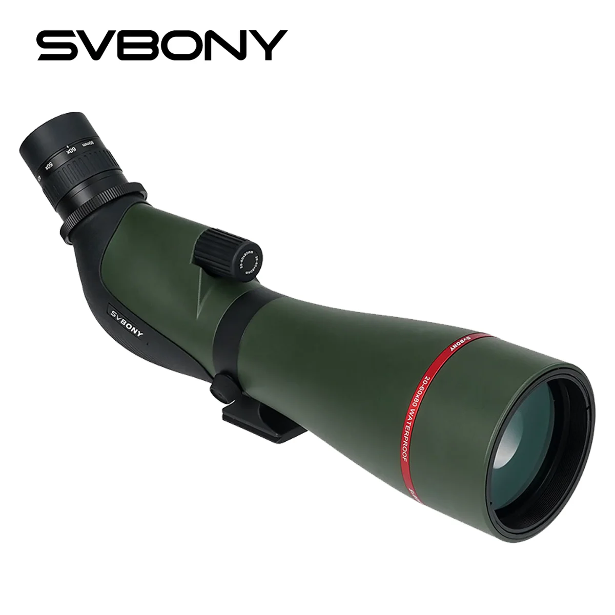 SVBONY SA412 20-60x80 Telescopic sight Army Green 45 degree 1.25 inch Eyepiece Interface Best Shooting telescope binoculars spotting scope
